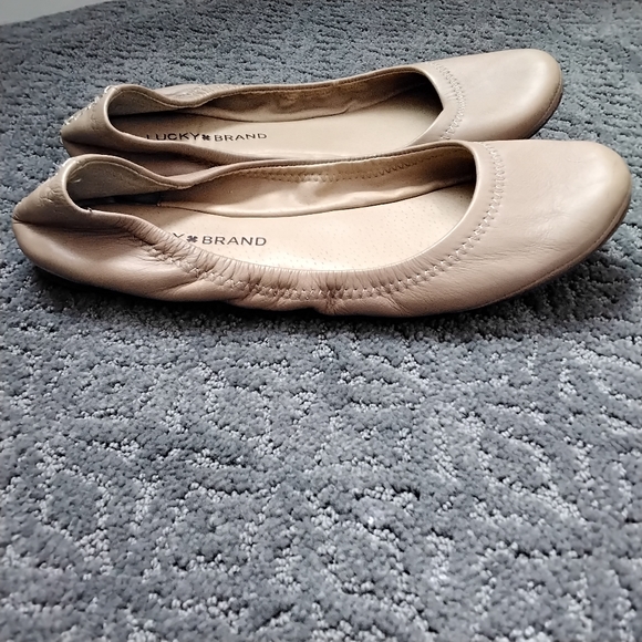 Lucky Brand Emmie Leather Ballet Flats Nude - 8 - Picture 7 of 9